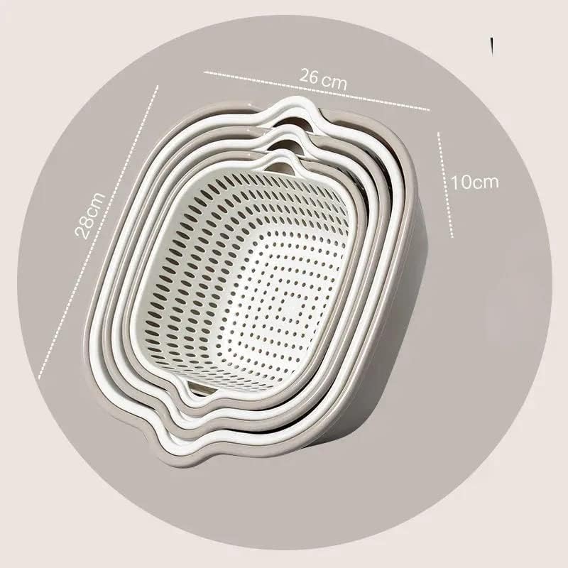 Miniatura 3 de Coladores y coladores de alimentos - Cuenco de limpieza de frutas Cestas de verduras para lavar coladores Juego de 3 Colador apilable de doble