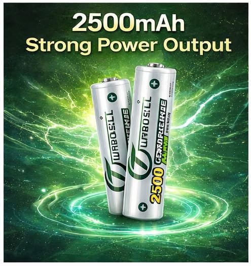 Image of AA Rechargeable Battery 2500mAh 1.2V Ni-MH | High Capacity Low Self Discharge | Pack of 2 Suitable for Camera, Remote, Toys, Flashlight, Game Controller & More