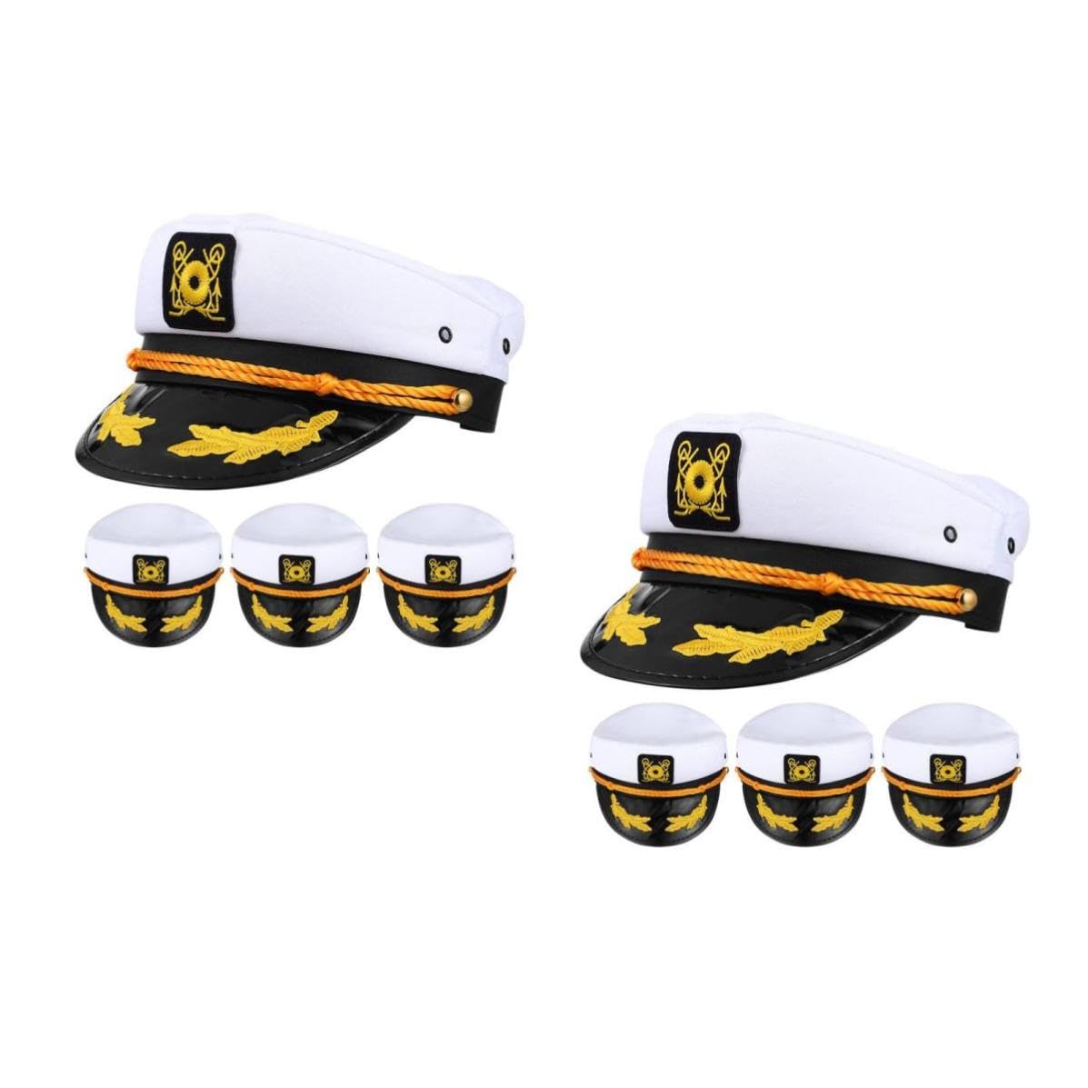 Healeved 8 Pezzi Cappello Bianco in Poliestere Ricamato Regolabile da Capitano