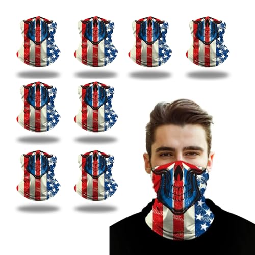 Image of Neck Gaiter Balaclava Bandana Face mask, Sun Wind protection, Cycling, Running, Hiking Sports, for Men & Women (Flag+Skull, 8)