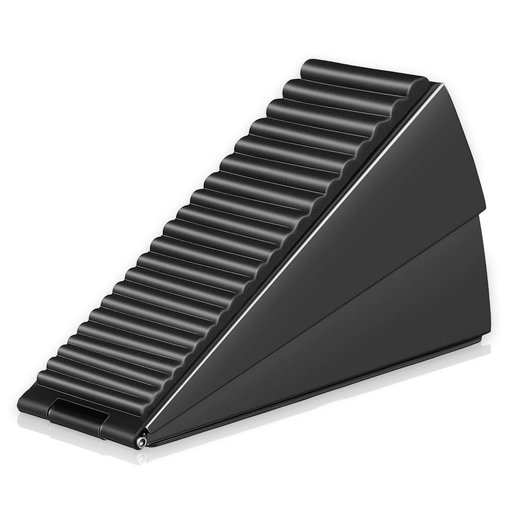 HASTHIP Door Stopper 3 Inch Tall Black Rubber Heavy Duty Wedge