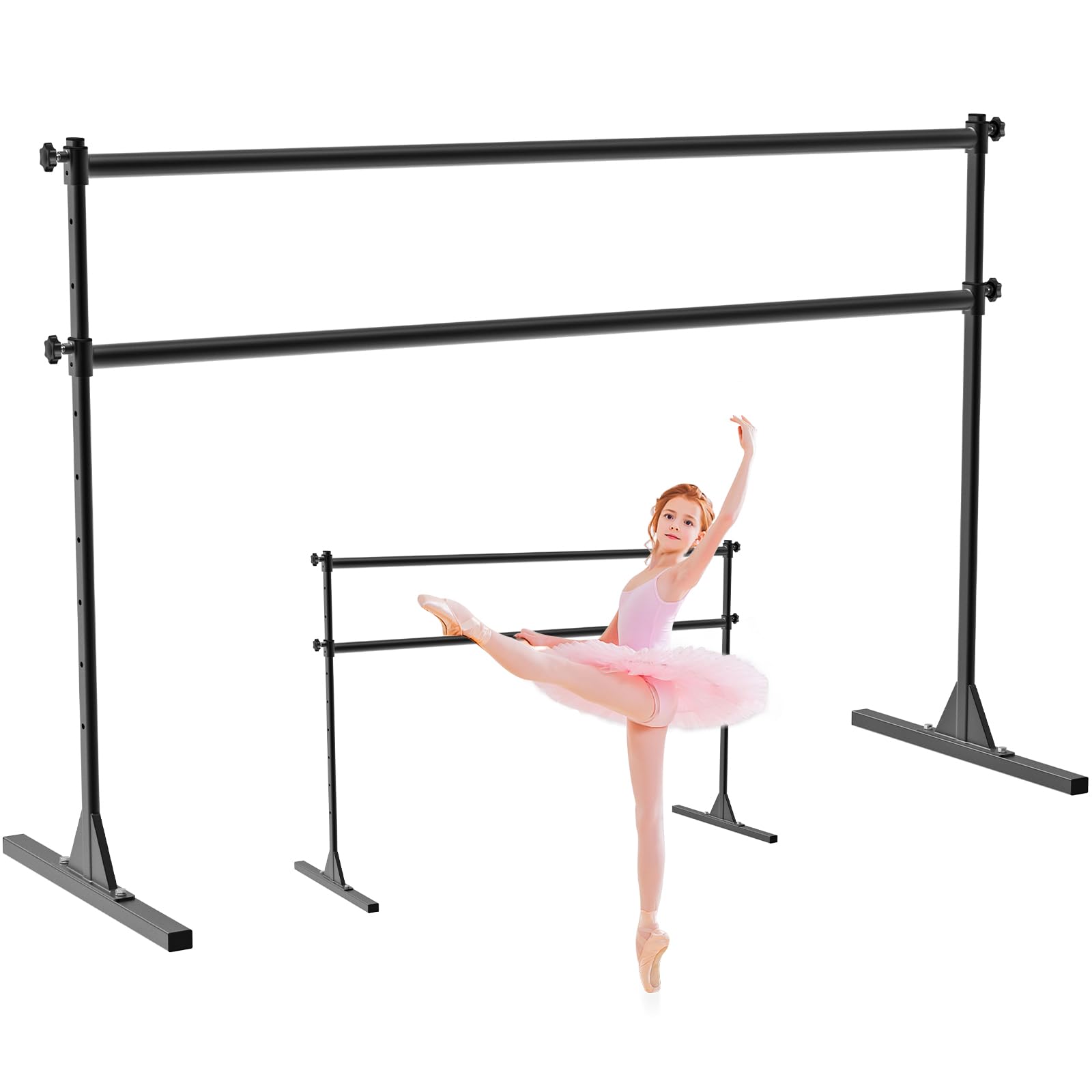 SELEWARE Height Adjustable Ballet Barre Freestanding Ballet Bar, 4/5/6 FT