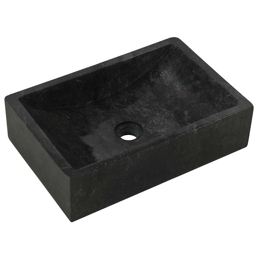 vidaXL Waschbecken 45x30x12cm Marmor Waschschale Waschtisch Aufsatzwaschbecken Waschplatz Handwaschbecken Becken Bad Aufsatzbecken Hochglanz-Schwarz