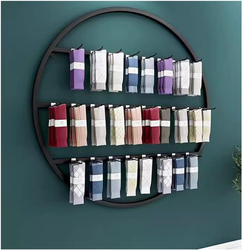 GRRICEPL Socks & Underwear Display Rack, Mobile Phone Case Jewellery Display Rack, Scarf Display Stand, Belt Shawl Hijab Organizer for Boutique Display (Color : Black, Size : 80x80x10cm)