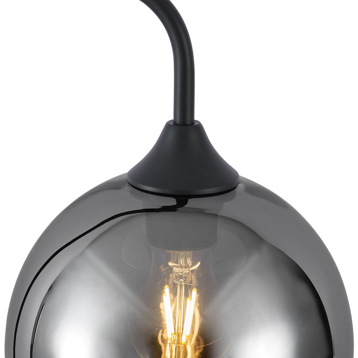 Qazqa Art Deco Stehleuchte, Stehlampe - Sandra - Schwarz mit Rauchglas, Rund, max. 15W, Geeignet für LED, 160cm, Ideal als Wohnzimmerlampe