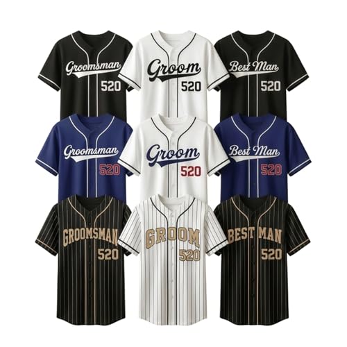 Custom Baseball Jersey - Personalized Groom Groomsmen Best Man Jersey, Bachelor Party Wedding Bride and Groom Shirts miniatura 1