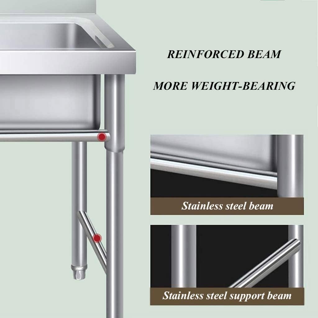 Utility Sink Laundry Tub Freestanding Sink with Faucet, Single Bowl Stainless Steel Slop Sink Wash Station for Laundry Room, Washing Room, Garage, Basement, Outdoor, Indoor
