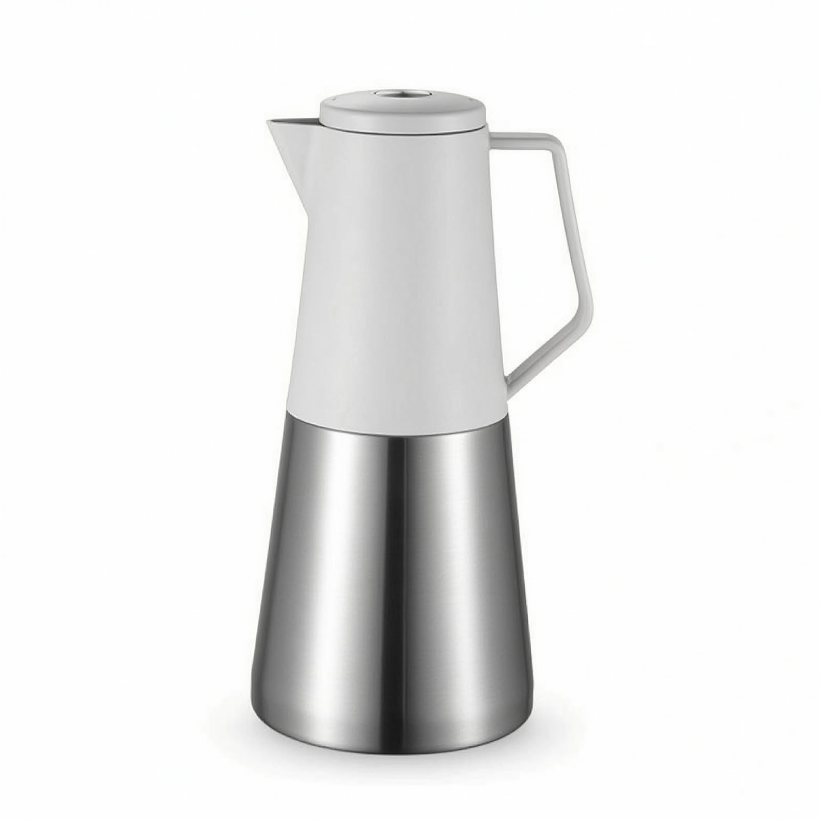 Gralara Jarra Térmica Acero Inoxidable sin Goos Jarra Térmica con Tapa Hermética Térmico Recipien para Cocina, Cafería, Gris Claro