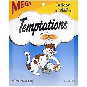 Temptations Indoor Care Crunchy and Soft Cat Treats Chicken Flavor, 4.9 oz. Pouch (Pack of 10)