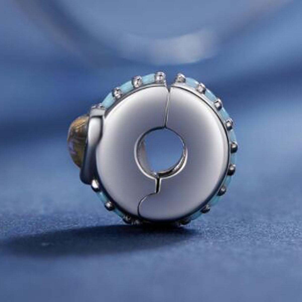 2pc Clip Spacer Charms Bracelets for Women 925 Sterling Silver Blue White Crystal Clip Lock Spacer Stopper Charm Bead for Bracelet - Image 3