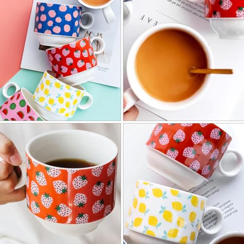 Tasses à café empilables céramique Housoutil avec leur support en fer - 5