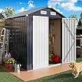 IRONCK 5.7x5.7FT Storage Shed, Outdoor Tool Shed with Lockable Doors and Breathable Vent, Outside Metal Garden Storage for Poolside, Backyard, Patio, Dark Blue