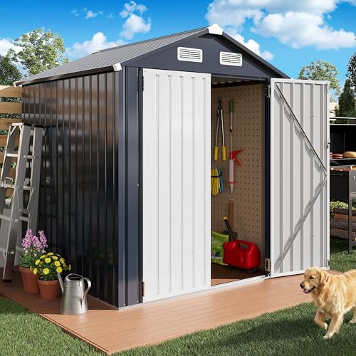 IRONCK 5.7x5.7FT Storage Shed, Outdoor Tool Shed with Lockable Doors and Breathable Vent, Outside...