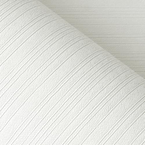 FunStick 16'x240' Modern Cream White Textured Wallpaper Peel and Stick Grasscloth Wallpaper Rolls Self Adhesive Vinyl Wall Paper for Bedroom Living Room Walls White Kitchen Cabinet Contact Paper Decor