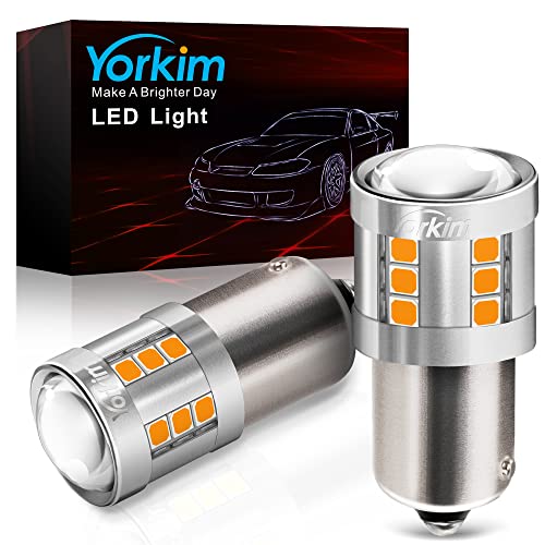Yorkim 1156 LED Bulb Amber high brightness 300% Super Brighter LED Turn Signal Lights BA15S P21W 7506 1003 1141 Led Bulbs for Car Turn Signal Blinker Lights Pack of 2