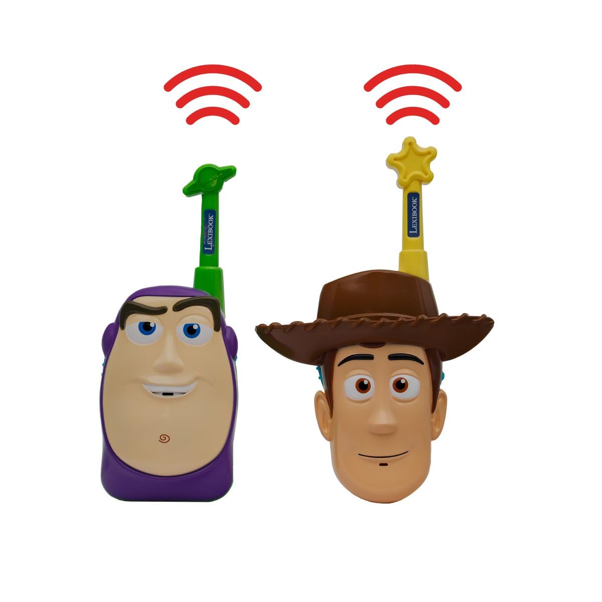 Lexibook, Disney Toy Story Walkie-Talkie 3D, Design Buzz Lightyear e Woody, Portata Fino a 500 m, Doppi canali, Clip da Cintura, Verde/Giallo, TW18TSLXB