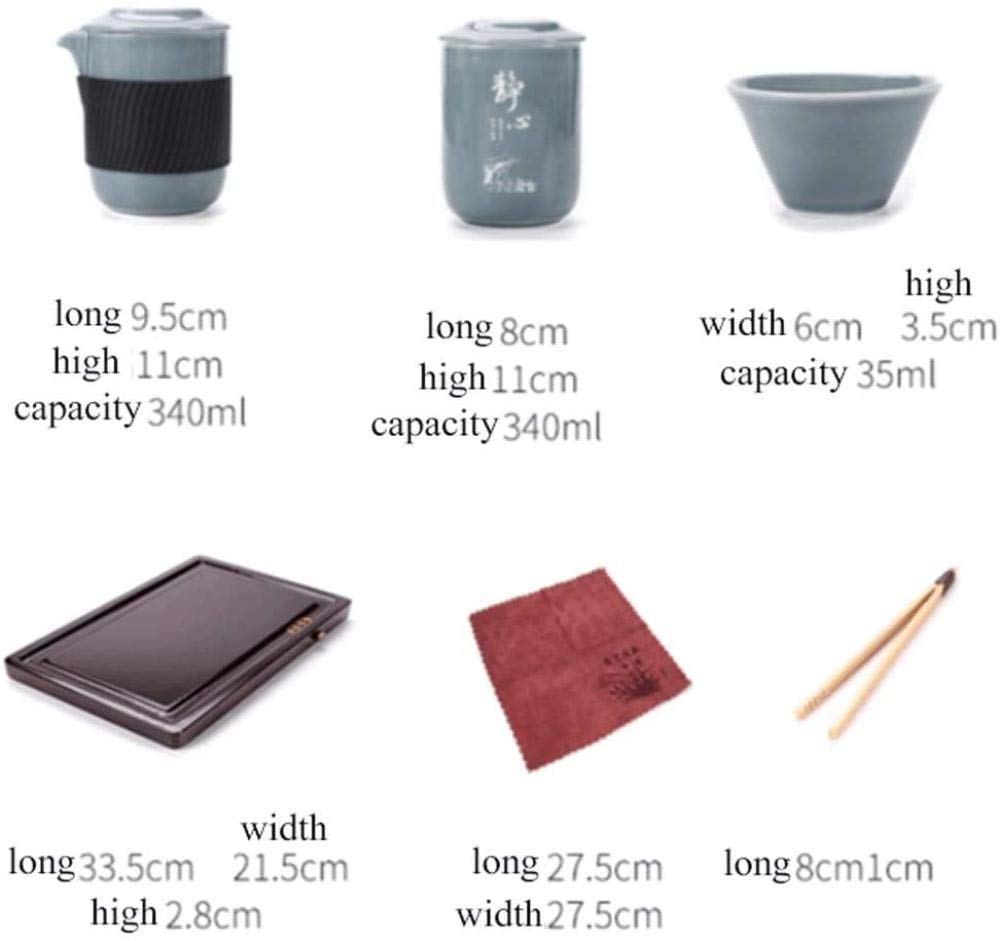 Service à thé chinois en céramique Kung Fu - Plateau à thé en bois massif - Coffret cadeau - A, B