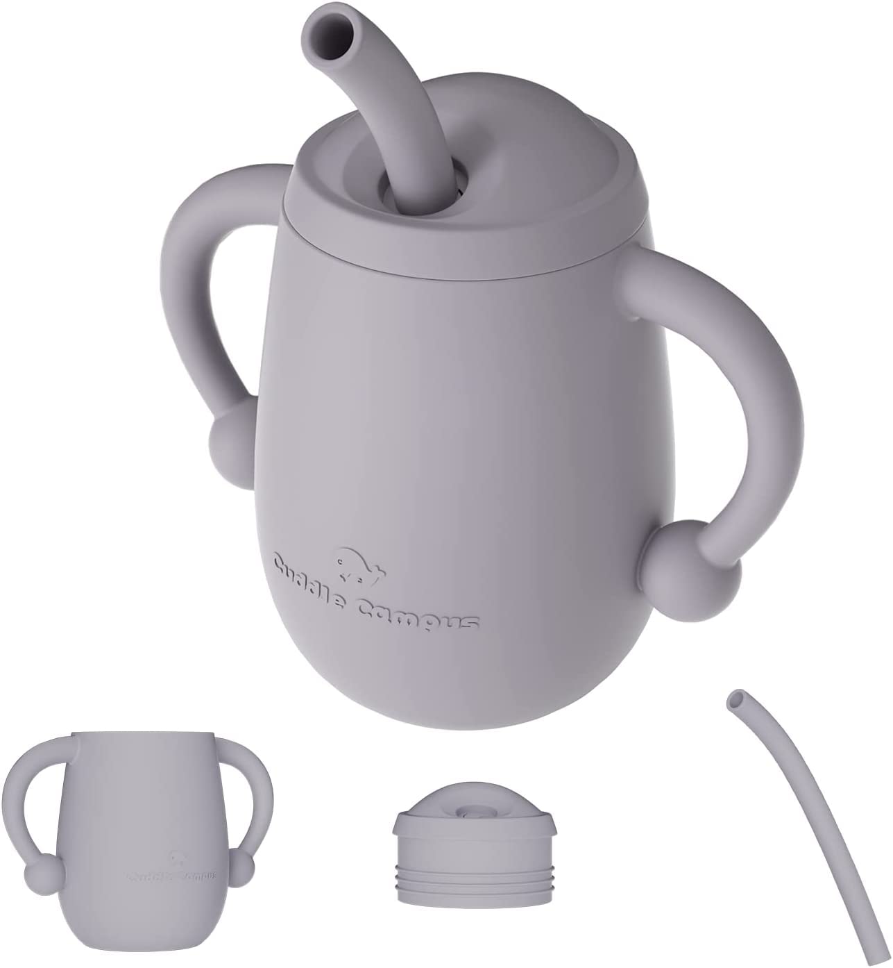 Cuddle Campus 100% Silicone Baby Training Cup, Shatterproof Toddler Sippy Cups with Straw, Open Cup for Baby, 6+ Months 4 Oz