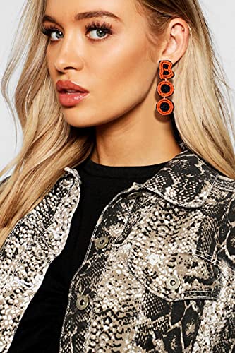 Halloween Beaded Boo Earrings for Women - Spooky Ghost Pumpkin Drop Dangle Jewelry - Handmade Gothic Costume Party Holiday Festive Gifts2