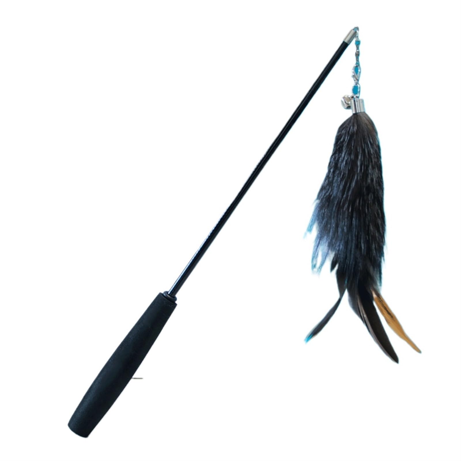 Canne à pêche pour chat rétractable 100cm avec plumeau en poils de renard et clochette