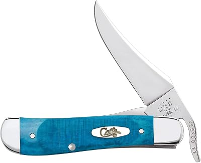Case XX WR POCKET KNIFE RUSSLOCK CARIBBEAN BLUE BONE SAWCUT JIG, ITEM 25589, LENGTH CLOSED 4 1/4 INCH (61953L SS)