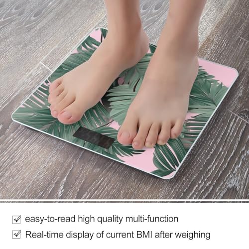 Báscula digital para baño con hojas verdes y pantalla LCD miniatura 5