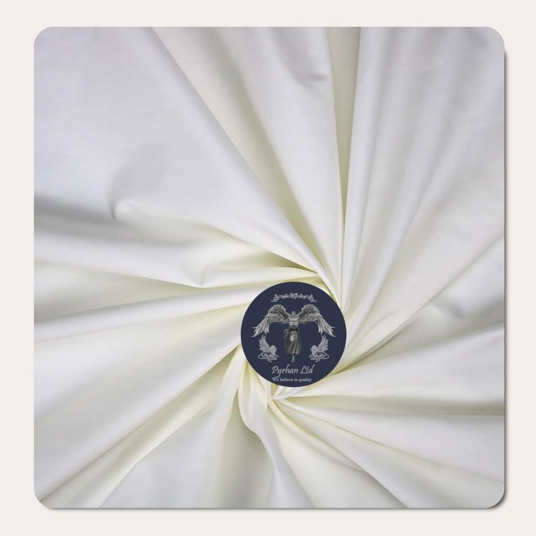 Pyrhan Ltd Ivory Poplin Polycotton Fabric By The Metre Uk, 45 Inch Wide Cotton Polyester Fabric Material, Sewing Material, Lining Fabric, Dressmaking Fabric, Quilting Fabric, Cotton Roll Clearance Pyrhan,(Ivory)