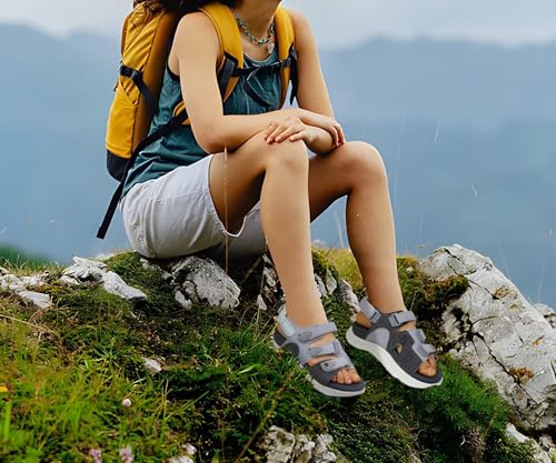 Image of ONCAI Women's Walking Sandals with Arch Support Hiking Athletic Sandals Woman Outdoor Cushion Footbed Water Summer Thick Rubber Soles Sandalias Mujer Size 6-12