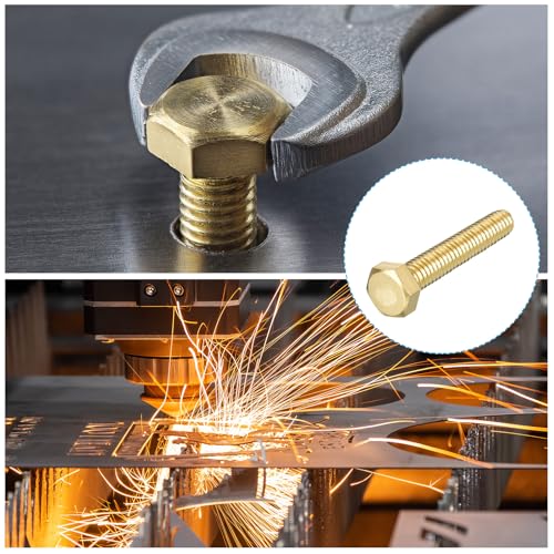 Image of METALLIXITY Hex Head Screw Bolt (5 /16-18x1-3 /4) 5Pcs, Brass Fully Threaded Solid Brass Hex Bolts Machine Screws - for Machinery Repair