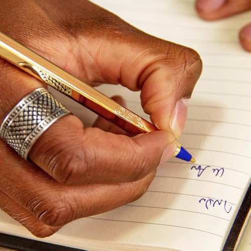 Caneta Premium Bic Cristal Celebration, Pacote com 2 Canetas, 1 Azul e 1 Preta, Ponta Esferográfica