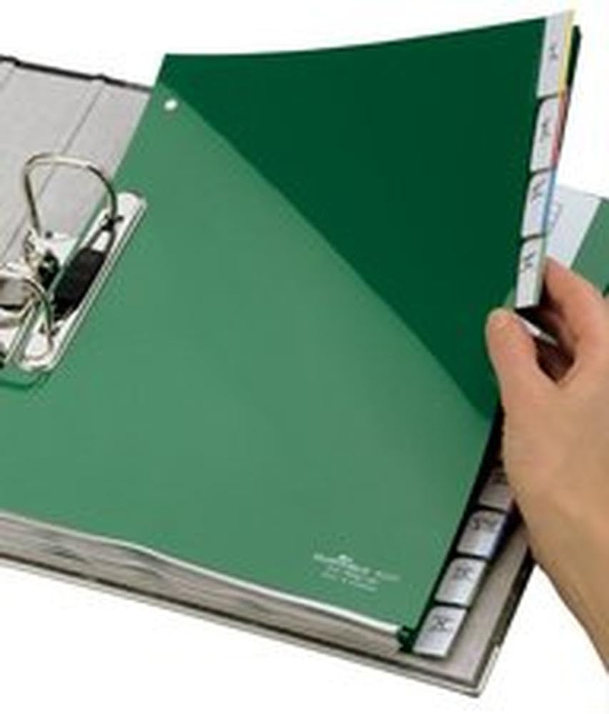 Durable 621905 - Divisorio con cavalierini termosaldati e set di etichette stampate e preinserite 1-31, f.to A4, 31 tasti, foratura universale, verde