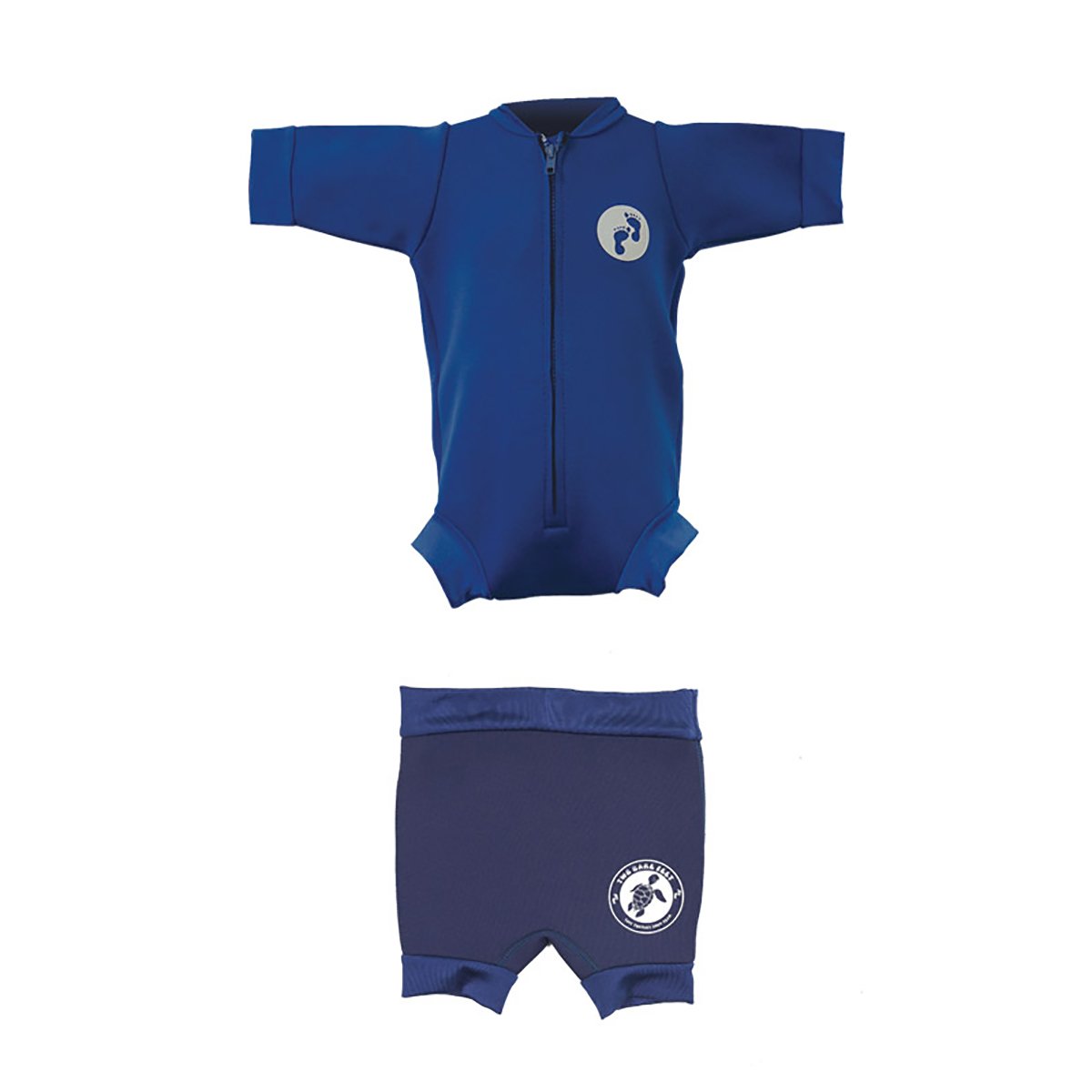 Two Bare Feet Baby Swim Kit - Newborn Wetsuit Swimsuit + Swim Nappy Shorts Set (Blue, Wetsuit (XL) + Nappy Shorts (XL))