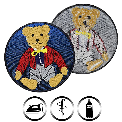 Image of Teddy Bear Sew on Patch - Colorful Toy Iron on Patches for Kids, Girls, Teddy Bear Lovers - Wildly Popular Cute Patches for Jackets, Jeans, Backpacks, Hats, Shirts - Red - 3.14X3.14 in
