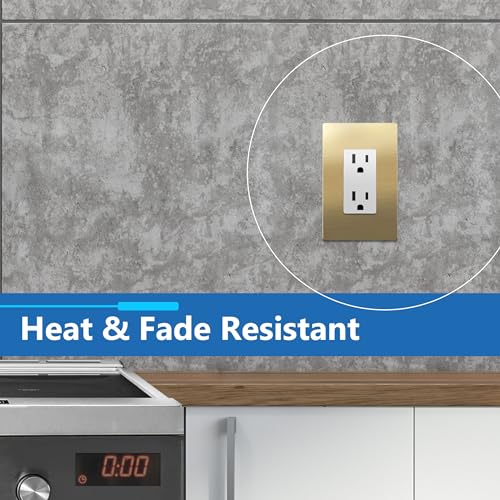 Image of LIDER Screwless Metal-Surface Wall Plate, Decorator Switch Cover, Temperature and Impact Resistant, Modern Upgrade, Mid-Size 1-Gang 4.88 inch x 3.11 inch, UL Listed, Stainless Steel, Brushed Brass, 2-Pack