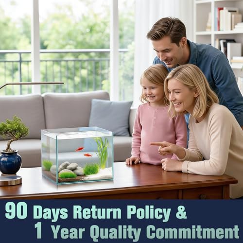 Image of LAQUAL 1 Gallon Fish Tank Starter Kit with Fish Net, 1 Water Changer Siphons & 2 Cleaning Cloth, Crystal Clear Glass Fish Tank, Small Fish Tank /Aquarium for Betta & Goldfish, Nice Home Decor