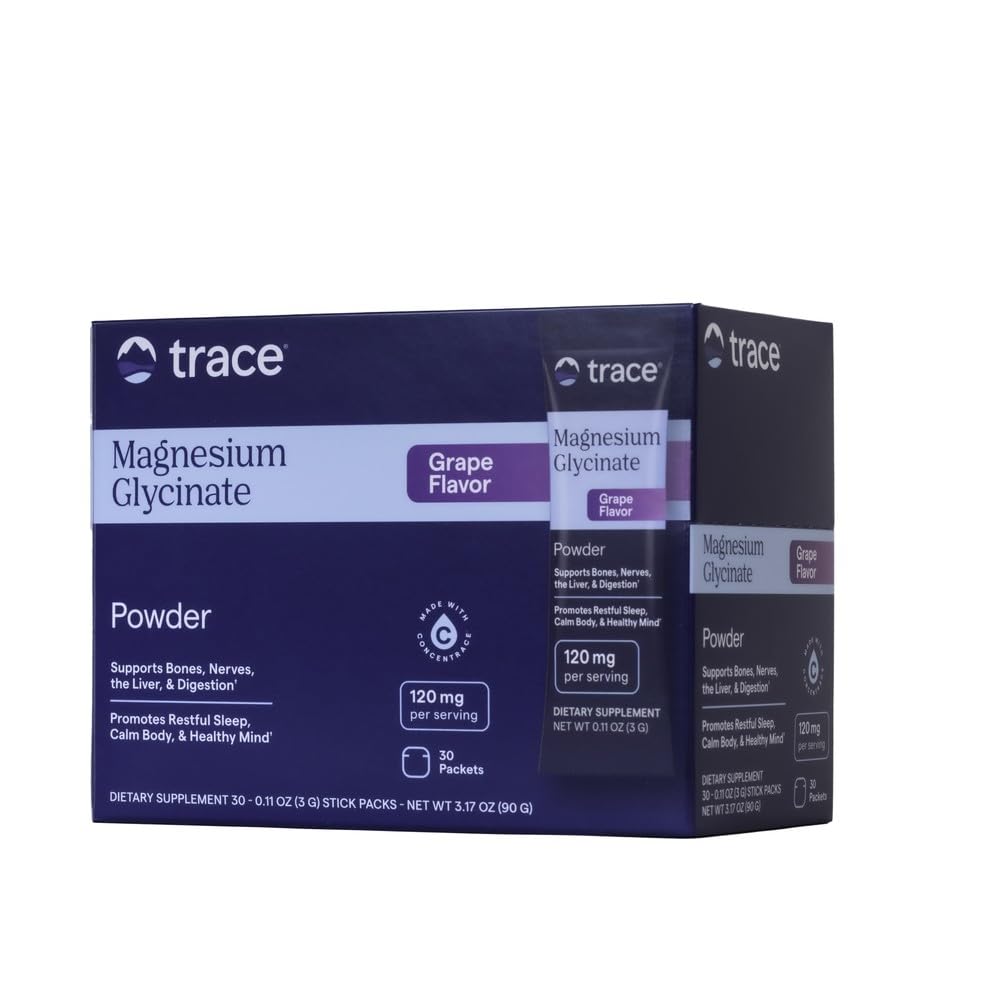 Trace Minerals Magnesium Glycinate, Grape, 30 Stick Packs