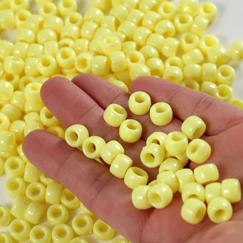 Image of Gxueshan 1000 Pcs Acrylic Pony Beads 6x9mm Bulk for Bracelet Necklace Jewelry Making Earring Hair Braiding Kandi Beads