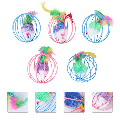 Balacoo 5 peças de brinquedos de pelúcia para gatos, brinquedo de brinquedo de brinquedo de gato fal