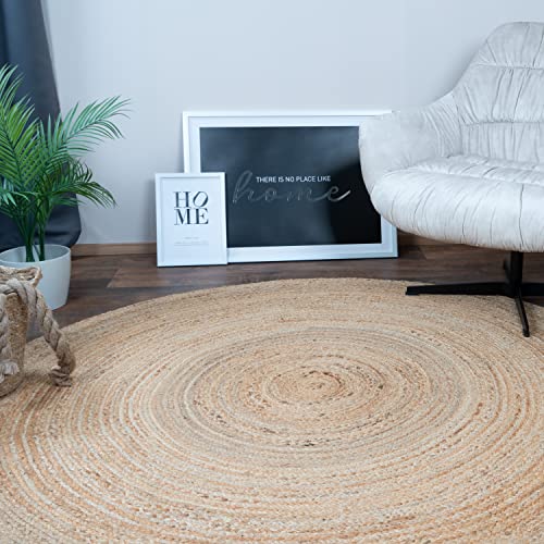 Consilio Concept 160 x 160 Teppich Wohnzimmer Natur Beige Jute Flachgewebe Boho Landhausstil vegan Uni geflochten Trend Zertifiziert Made in Germany Design Manufaktur Markenteppich Oeko TEX Cover