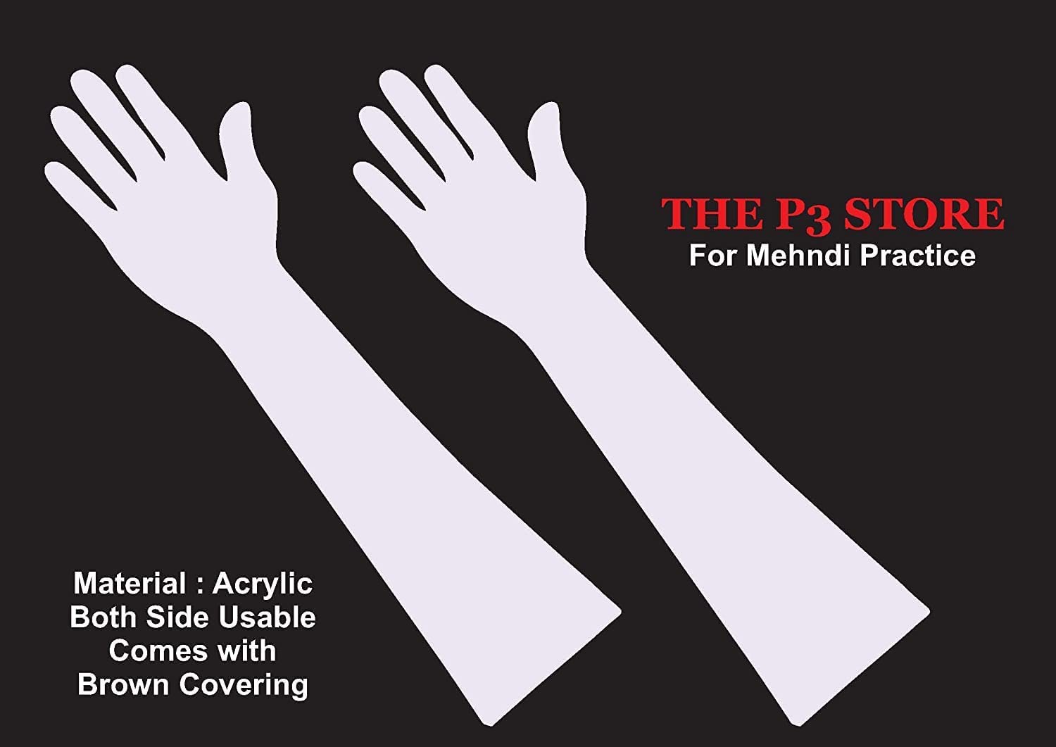 PARTY PENS THE P3 STORE - Reusable Acrylic Hand For Mehendi Practice/Heena Practice, Specially Designed fro Beginners