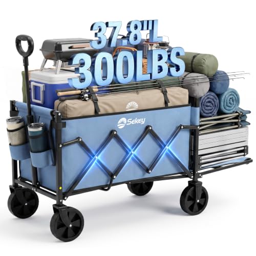 Sekey Collapsible Wagon with Tailgate, 300 lb Capacity, 38 in Cargo Length - image 1