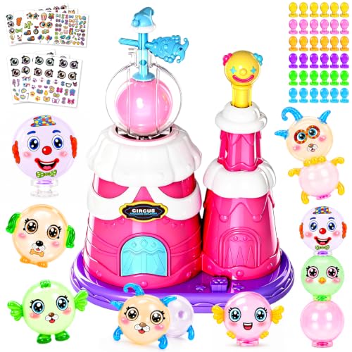 Motivekit Circus Balloon Craft Kit DIY Sticky Balloon Animal Set with Pump Funny Inflator for Kids 3D Stickers Bouncy Balloons & Accessories Birthday Gift Girls Boys Ages 3+