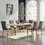 Gold Table With 6 Grey Chairs