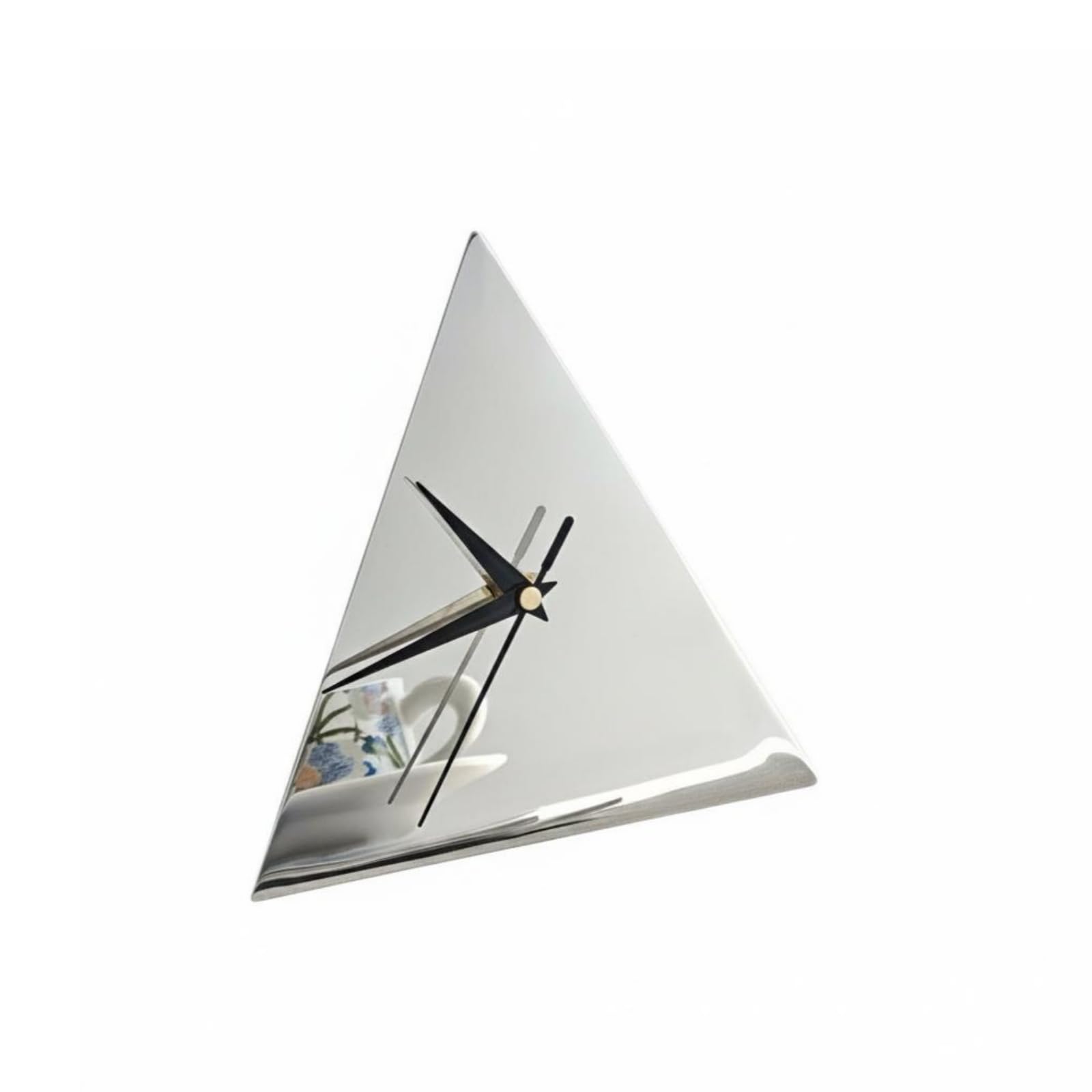 Metall Tischuhr europäischer Stil Standuhr poliert Metall-Standuhr für Wohnzimmer, Musterzimmer, S Triangle Mirrored