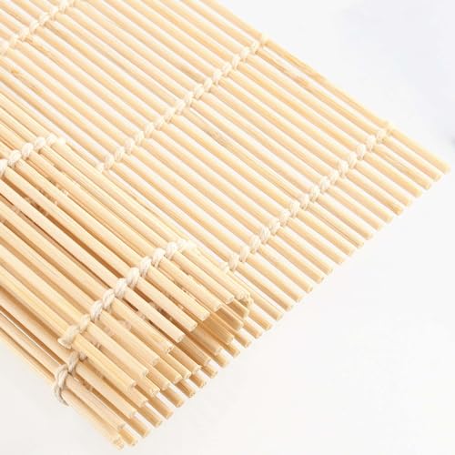 PINGEUI 25 Pack Bamboo Sushi Mat, 9.5 x 9.5 Inch Natural Bamboo Sushi Rolling Mat, Non Stick Sushi Roller Professional Sushi Making Tools for Home Cooking, Sushi Restaurants