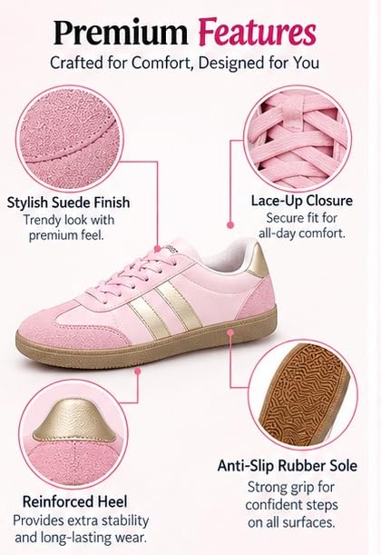 Image of Casual Sneaker Shoes for Women | Soft Cushioned Insole | Sneakers for Woman | Lightweight | Comfortable | Stylish, Trendy Girls and Women Sneakers with Laces