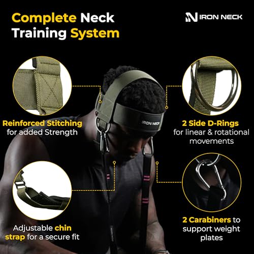Image of Iron Neck Alpha Neck Trainer - Exercise & Workout Equipment | Versatile Neck Exerciser, Strengthener, Trainer with Adjustable Head and Chin Strap, Portable Head Harness for Weight Lifting