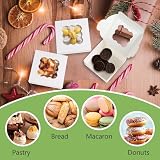 24 sztuki pudełek do degustacji Confetti, 4 x 4 x 2,5 w pudełkach na słodycze z przezroczystym okienkiem i 24 naklejkami na czekoladki, pączki, ciastka, ciasta, prezenty (białe)