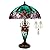 WERFACTORY Tiffany Style Table Lamp Green Stained Glass Liaison Mother-Daughter Vase Lamp 16X16X24 Inches Desk Reading Light Decor Bedroom Living Room Home Office S160G Series