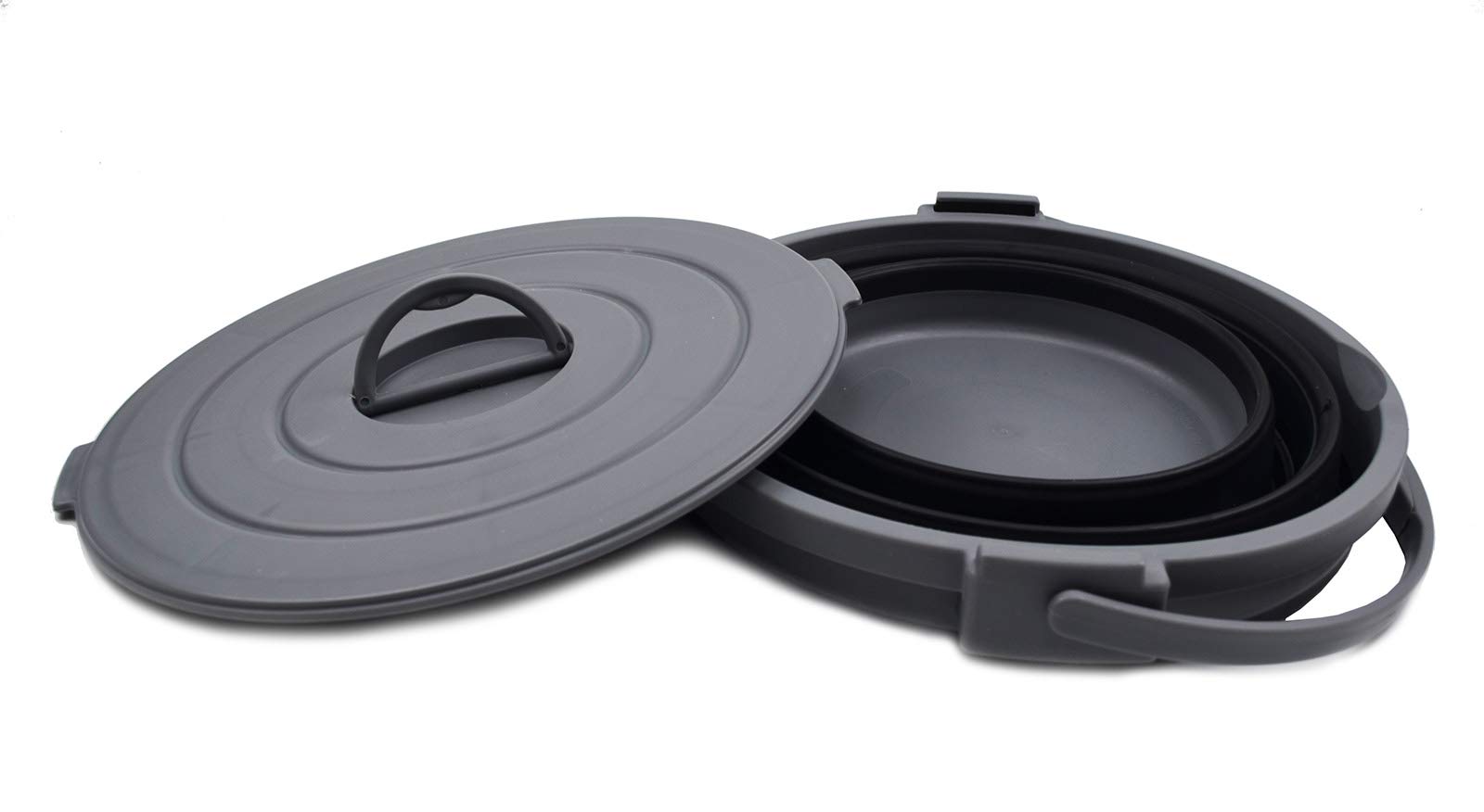 Set 2 Secchi Pieghevoli SAMMART 10L - Vasca Rotonda Per Pesca, Campeggio, Camper - Diametro 31 Cm, Salvaspazio - 3